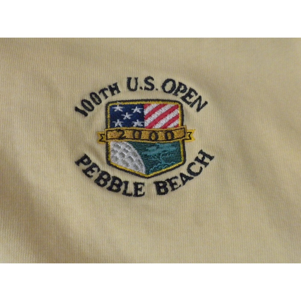 Vintage Cutter & Buck Polo Shirt L Yellow Pebble Beach Golf 100th U.S. Open Y2K - Picture 3 of 8